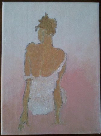 Jouluna 2013 maalasin minikoossa Egon Schielen maaluksesta Woman Sitting Viewed from Behind